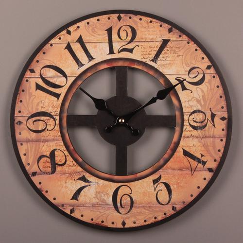 个创意木纹挂钟客厅简约中式时钟个性静音墙贴壁钟时尚数字钟表￥14